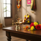 Brass Kuthu Vilakku Peacock - Traditional Single-Wick Oil Lamp Brass Ware