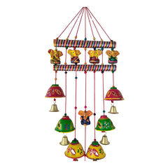 Vibrant Rajasthani Ganesh and Bell Wind Chime Wall Hanging wall decor