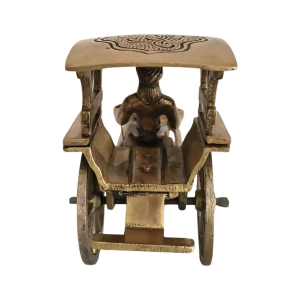 Vintage Style Brass Horse and Chariot Figurine | Handcrafted Indian Tonga / Buggy Decor Brass Ware
