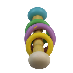 Colourful baby rattle made using non-toxic paint