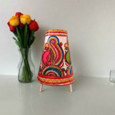 Handcrafted Leather Puppetry Vibrant Peacock Motifs | Bed Lamp