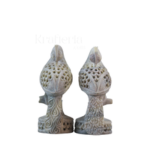 Peacock Pair with Fine Jali Carving – Ethnic Indian Handicraft Figurines