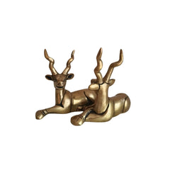 Handcrafted Brass Deer Pair Statues | Elegant Antelope Figurines for Home Decor Brass Ware