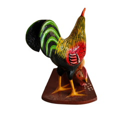 Telangana folk art Nirmal rooster and hen wooden decor set