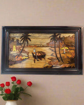 Tropical Boat Scene with Palm Trees – Serene Wall Hanging Decor