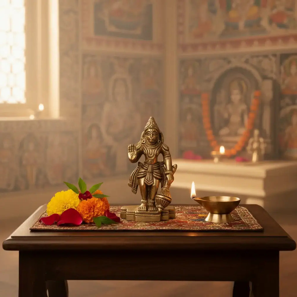 Miniature Brass Hanuman Idol Symbol of Strength, Devotion, and Protection Brass Ware