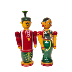 Etikoppaka Wooden Couple – South Indian Marriage Ceremony Folk Art