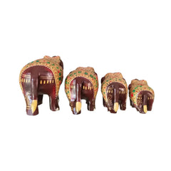Hand-Painted Wooden Elephant with Trunk Up | Decorative Figurine maruthi handicrafts