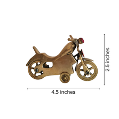 Brass Motorcycle Figurine with Red Gem Accents | Vintage Bike Model Collectible