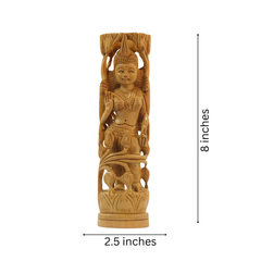 Hand-Carved Wooden Goddess Parvathi Statue – Standing on Lotus Wooden Decorative