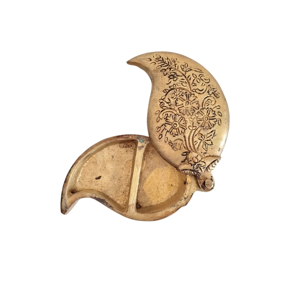 Brass Mango (Paisley) Shaped Decorative Box - Engraved Storage Brass Ware