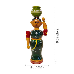 Rural Grace – Handcrafted Village Woman Etikoppaka Lacquerware