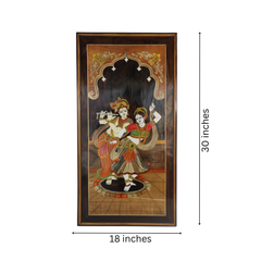 Radha Krishna in Rosewood Inlay – Exquisite Mysore Handicraft Wall Décor