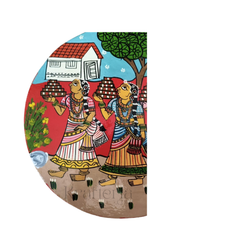 Cheriyal Inspired Bonalu Painting – Handmade Circular Wall Piece wall decor