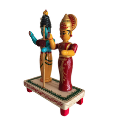 Traditional Etikoppaka Art Ardhanarishvara (Shiva-Parvati) Etikoppaka Lacquerware
