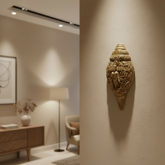 Intricately Carved Brass Shankha Wall Hanging: Divine Vishnu Dashavatara Idol