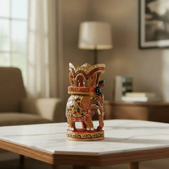 Handprinted Ambari Elephant | Decorative Miniature Figurine maruthi handicrafts