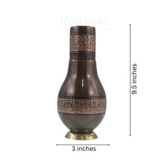 Pure Copper Embossed Bedroom Bottle With Inbuilt Glass Brass Ware
