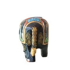 Black Painted Wooden Mughal Elephants – Elegant Decorative Figurines maruthi handicrafts