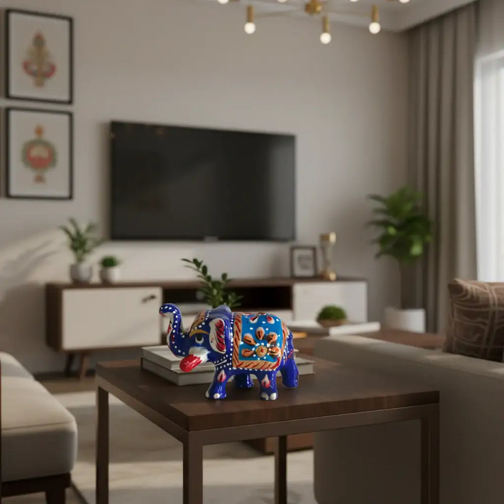 Elegant Hand-Painted Wooden Miniature Elephant Wood Decorative