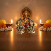 Ornate Brass Idols of Lord Ganesha and Goddess Lakshmi