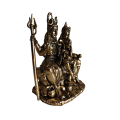 Brass Shiv Parivar Statue - Lord Shiva, Parvati, and Ganesha Divine Family Idol Brass Artwork