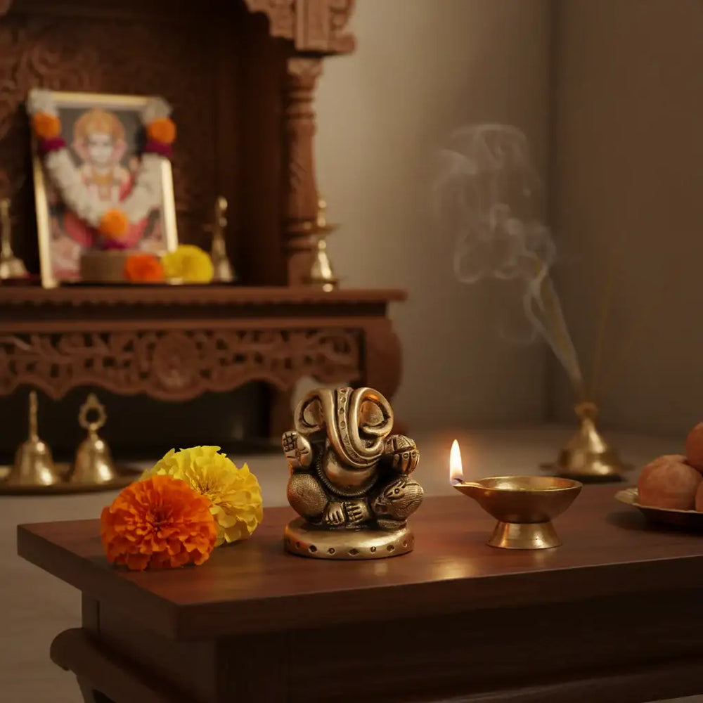 Brass Ganesha Idol: Remover of Obstacles and Bringer of Fortune Brass Ware