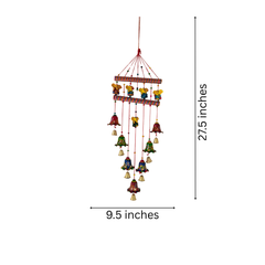 Vibrant Rajasthani Ganesh and Bell Wind Chime Wall Hanging