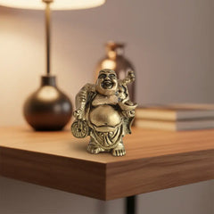 Brass Laughing Buddha Statue - Prosperity and Good Luck Figurines Brass Ware
