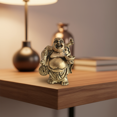 Brass Laughing Buddha Statue - Prosperity and Good Luck Figurines