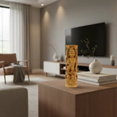 Hand-Carved Wooden Goddess Shiva Statue – Standing on Lotus Wooden Decorative