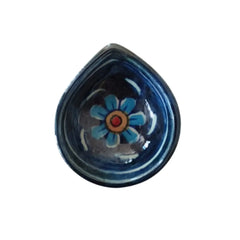 Hand-Painted Traditional Blue Pottery Diya | Oil Lamp For Pooja Room Pottery