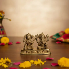 Divine Prosperity – Lakshmi Devi and Ganesha Brass Idol Brass Ware