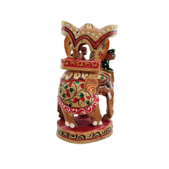 Handprinted Ambari Elephant | Decorative Miniature Figurine