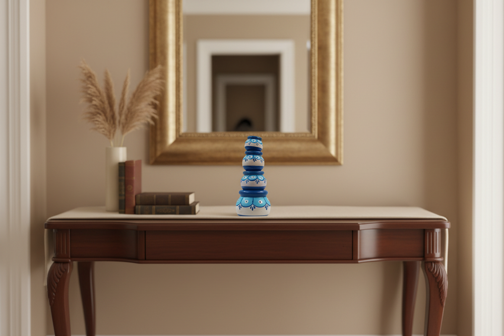 Artisan-made Channapatna hand-painted wooden decor pots