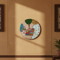 Cheriyal Bathukamma Pooja Painting – Round Ethnic Wall Art wall decor
