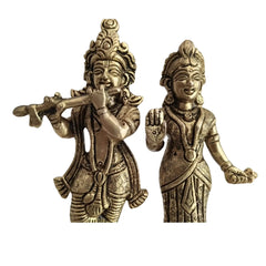 Brass Radha Krishna Idol with Flute – Embodiment of Eternal Love and Divine Bliss Brass Ware