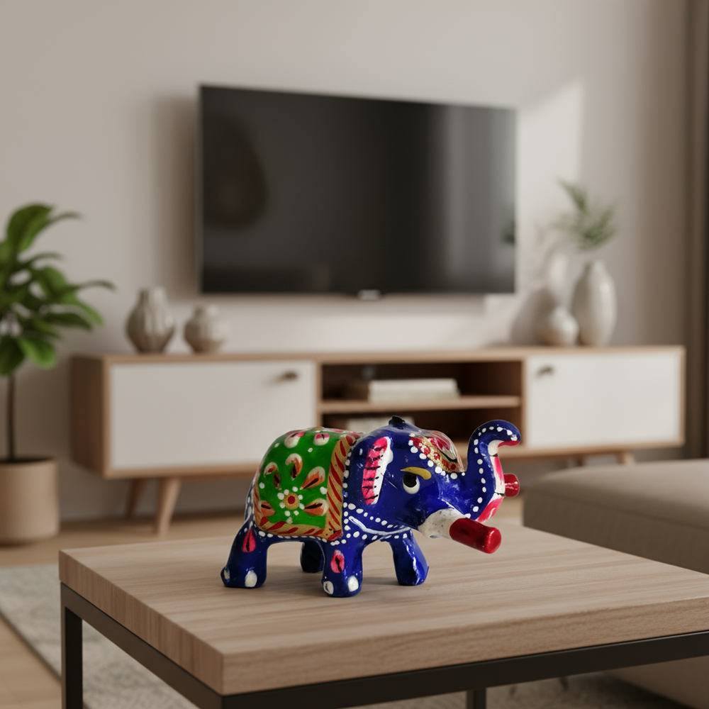 Elegant Hand-Painted Wooden Miniature Elephant Wood Decorative