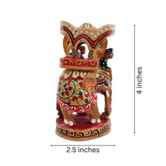 Handprinted Ambari Elephant | Decorative Miniature Figurine