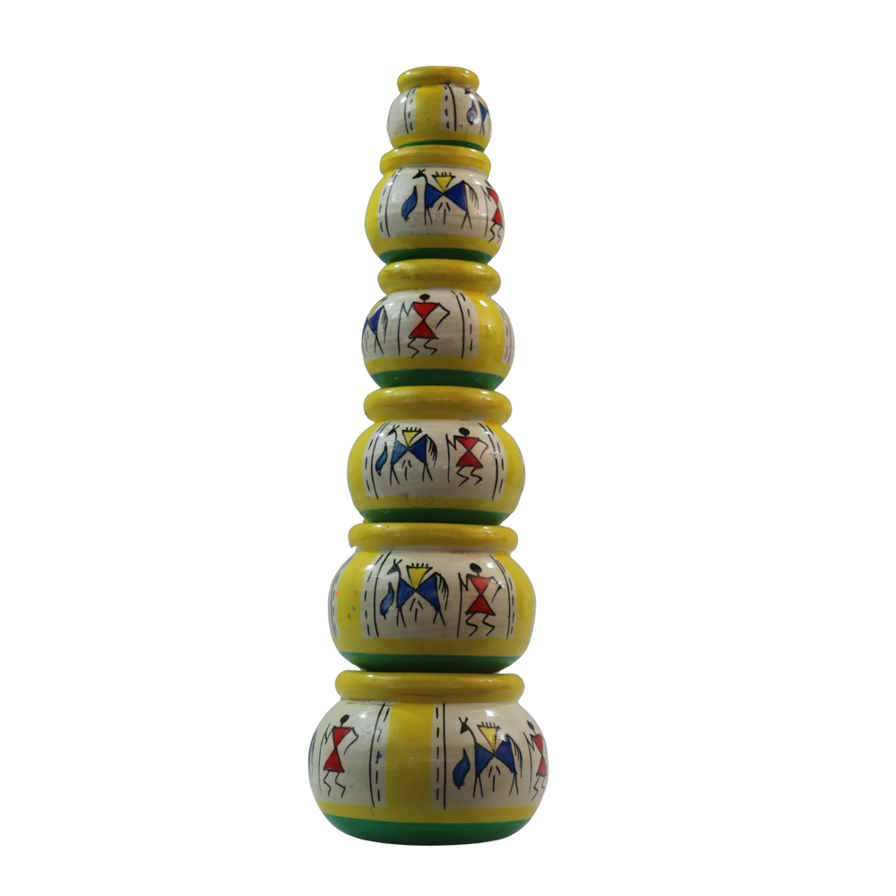 Channapatna Craft Pot Set – Handmade & Hand-Painted Wooden Decor Items Wooden Lacquerware&toys