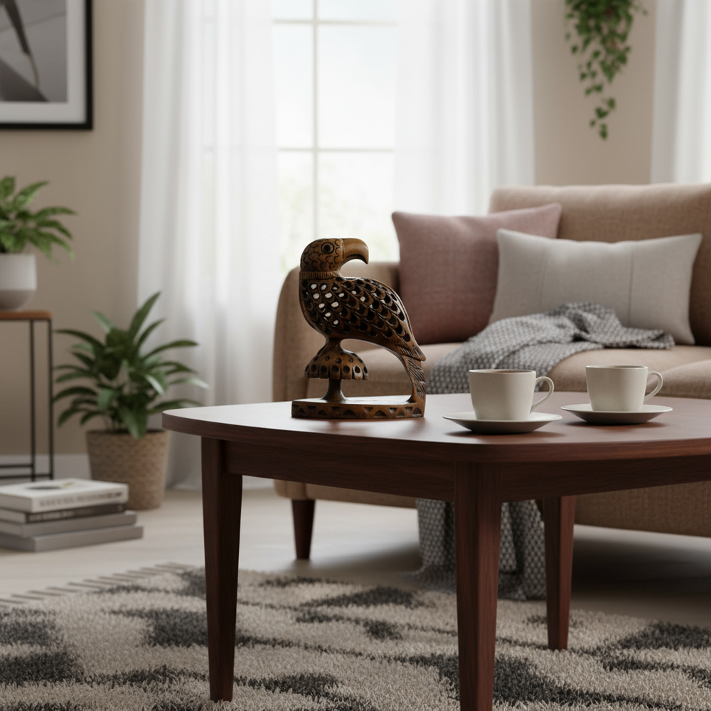 Hand-Carved Wooden Parrot Jali – Intricate Traditional Artwork Wooden Decorative