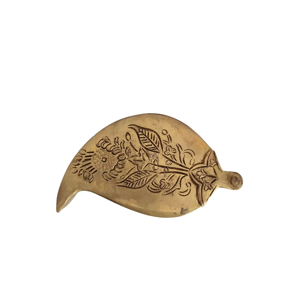 Brass Mango (Paisley) Shaped Decorative Box - Engraved Storage Brass Ware
