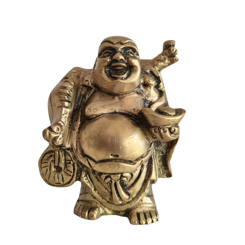 Brass Laughing Buddha Statue - Prosperity and Good Luck Figurines Brass Ware