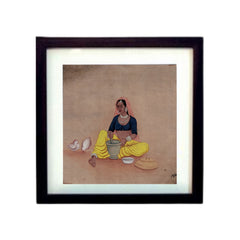 Lady Preparing Herbs Miniature Painting