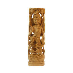 Hand-Carved Wooden Goddess Shiva Statue – Standing on Lotus Wooden Decorative