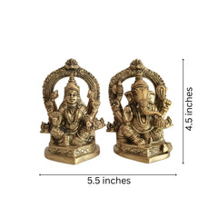 Ornate Brass Lord Ganesha and Goddess Lakshmi Idols Brass Ware
