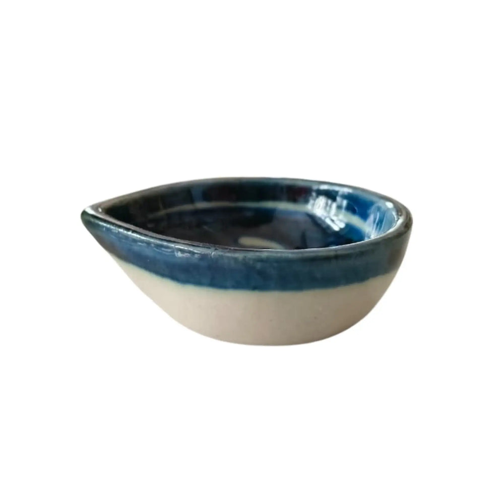 Hand-Painted Traditional Blue Pottery Diya | Oil Lamp For Pooja Room Pottery