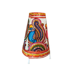 Handcrafted Leather Puppetry Vibrant Peacock Motifs | Bed Lamp Leather Paintings