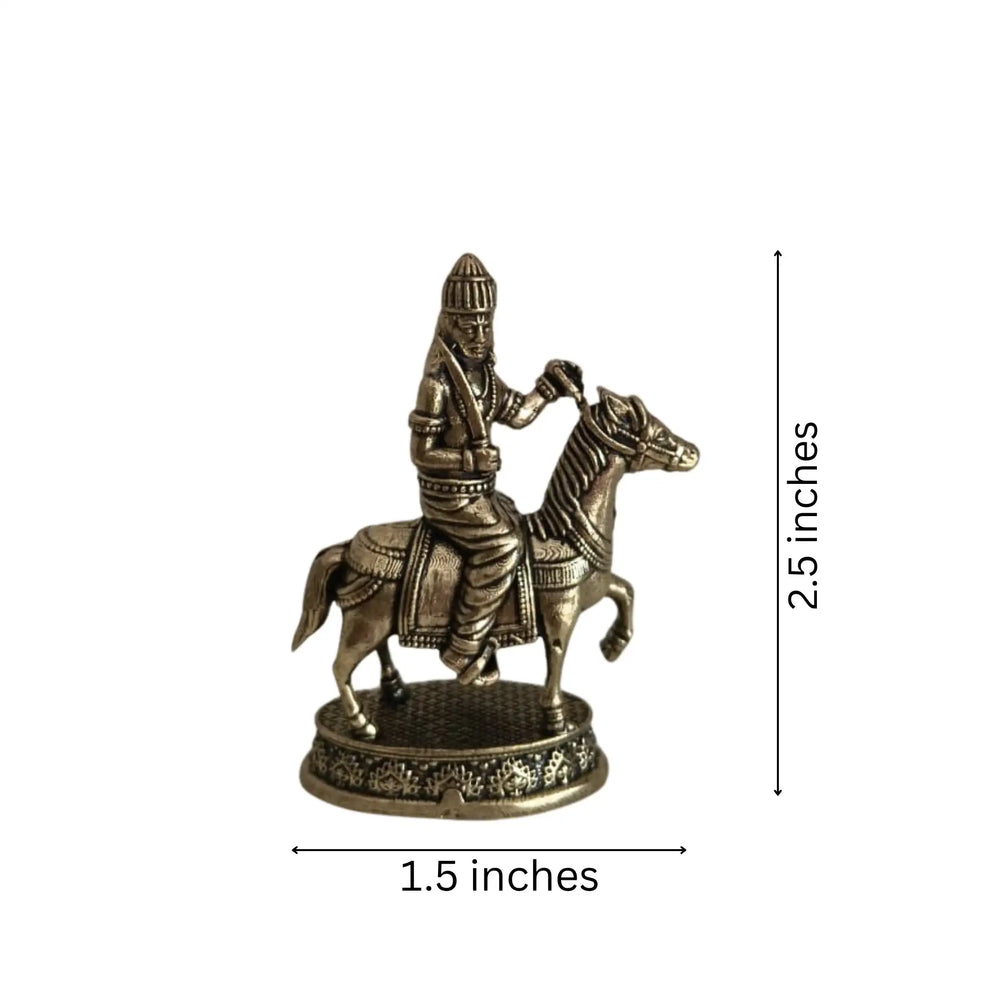 Brass Equestrian Warrior Idol - Lord Khandoba or Kalki Avatar with Sword Brass Ware