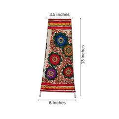 Indian Leather Puppetry Floor Lamp with Hand-Painted Floral Art Leather Paintings